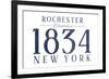 Rochester, New York - Established Date (Blue)-Lantern Press-Framed Premium Giclee Print