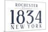 Rochester, New York - Established Date (Blue)-Lantern Press-Mounted Premium Giclee Print