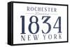 Rochester, New York - Established Date (Blue)-Lantern Press-Framed Stretched Canvas