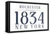 Rochester, New York - Established Date (Blue)-Lantern Press-Framed Stretched Canvas