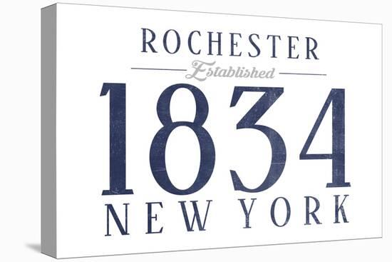Rochester, New York - Established Date (Blue)-Lantern Press-Stretched Canvas
