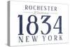 Rochester, New York - Established Date (Blue)-Lantern Press-Stretched Canvas