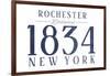 Rochester, New York - Established Date (Blue)-Lantern Press-Framed Art Print