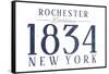 Rochester, New York - Established Date (Blue)-Lantern Press-Framed Stretched Canvas