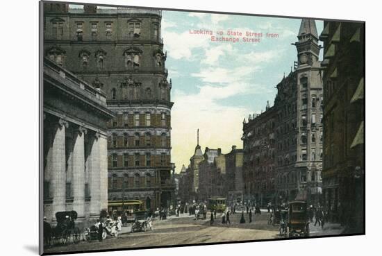 Rochester, New York - Exchange Street View of State Street-Lantern Press-Mounted Art Print