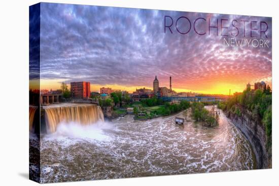 Rochester, New York - Falls View-Lantern Press-Stretched Canvas