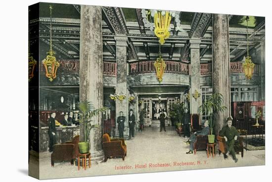 Rochester, New York - Interior View of the Hotel Rochester Lobby-Lantern Press-Stretched Canvas