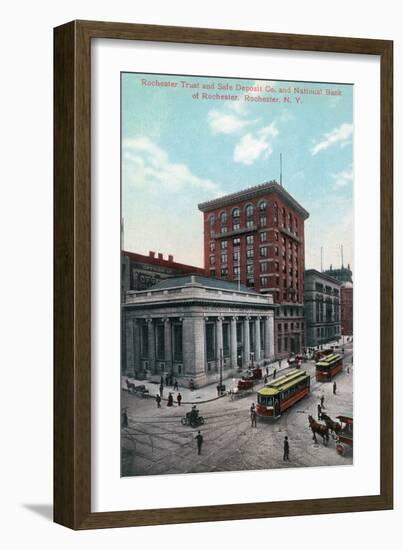 Rochester, New York - Nat'l Bank and Trust and Saft Deposit Co Bldgs-Lantern Press-Framed Art Print