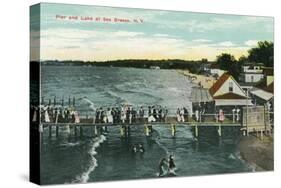Rochester, New York - Sea Breeze Pier and Lake Scene-Lantern Press-Stretched Canvas