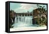 Rochester, New York - Upper Falls of the Genesee River-Lantern Press-Framed Stretched Canvas