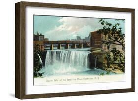 Rochester, New York - Upper Falls of the Genesee River-Lantern Press-Framed Art Print