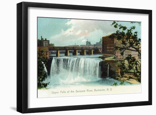 Rochester, New York - Upper Falls of the Genesee River-Lantern Press-Framed Art Print