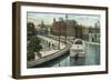 Rochester, New York - View of Canal Boats going over the Aqueduct-Lantern Press-Framed Art Print