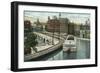 Rochester, New York - View of Canal Boats going over the Aqueduct-Lantern Press-Framed Art Print