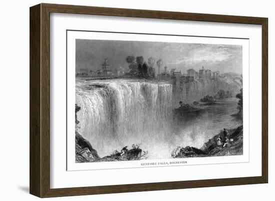 Rochester, New York, View of Genessee Falls-Lantern Press-Framed Art Print