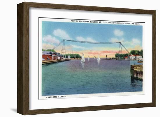 Rochester, NY - Charlotte Harbor View of Rochester Port and NY Naval Militia-Lantern Press-Framed Art Print