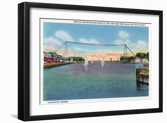 Rochester, NY - Charlotte Harbor View of Rochester Port and NY Naval Militia-Lantern Press-Framed Art Print