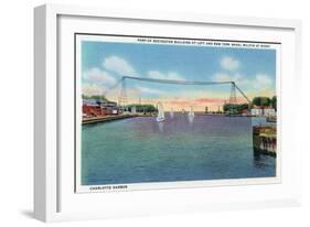 Rochester, NY - Charlotte Harbor View of Rochester Port and NY Naval Militia-Lantern Press-Framed Art Print