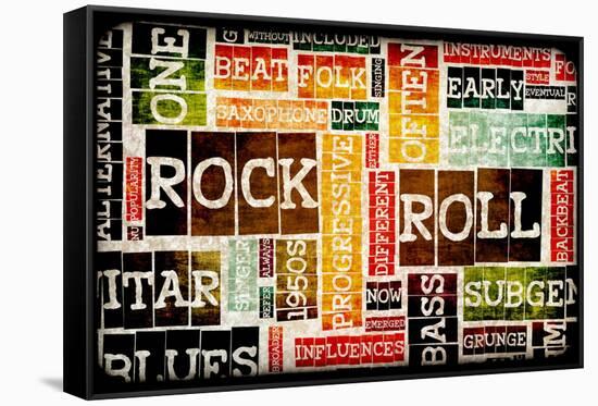 Rock And Roll Music Poster Art As Background-kentoh-Framed Stretched Canvas