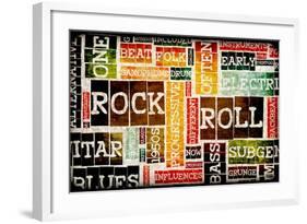 Rock And Roll Music Poster Art As Background-kentoh-Framed Art Print