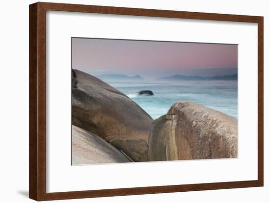 Rock and Sea Praia Da Joaquina Beach in Santa Catarina State at Sunrise-Alex Saberi-Framed Photographic Print