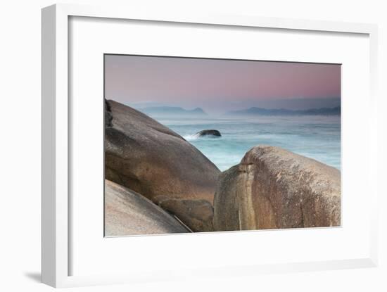 Rock and Sea Praia Da Joaquina Beach in Santa Catarina State at Sunrise-Alex Saberi-Framed Photographic Print