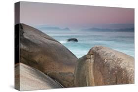 Rock and Sea Praia Da Joaquina Beach in Santa Catarina State at Sunrise-Alex Saberi-Stretched Canvas