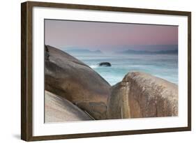 Rock and Sea Praia Da Joaquina Beach in Santa Catarina State at Sunrise-Alex Saberi-Framed Photographic Print