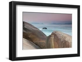 Rock and Sea Praia Da Joaquina Beach in Santa Catarina State at Sunrise-Alex Saberi-Framed Photographic Print