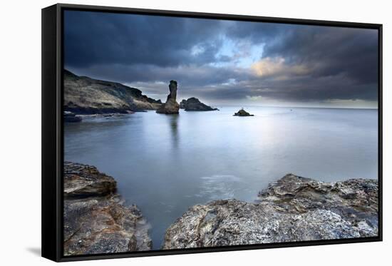 Rock and Spindle on the Fife Coast Near St. Andrews, Fife, Scotland, United Kingdom, Europe-Mark Sunderland-Framed Stretched Canvas