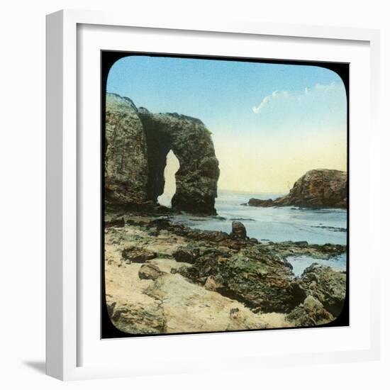 Rock Arch at Perran Beach, Cornwall, Late 19th or Early 20th Century-null-Framed Giclee Print