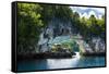 Rock Arch in the Rock Islands, Palau, Central Pacific, Pacific-Michael Runkel-Framed Stretched Canvas