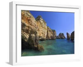 Rock Arches and Cliffs at Ponte Da Piedade Near Lagos, Algarve, Portugal, Europe-Neale Clarke-Framed Photographic Print