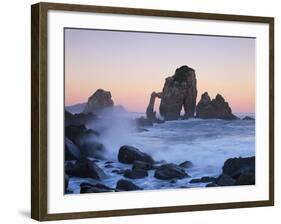 Rock Arches in the Sea, Gaztelugatxe, Basque Country, Bay of Biscay, Spain, October 2008-Popp-Hackner-Framed Photographic Print