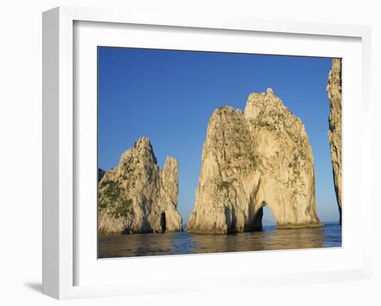 Rock Arches known as the Faraglioni Stacks Off the Coast of the Island of Capri, Campania, Italy-Ken Gillham-Framed Photographic Print