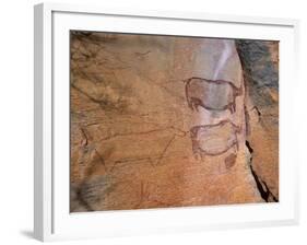 Rock Art, Rhinos, Tsodilo Hills, Ngamiland, Botswana, Africa.-Patrick Dieudonne-Framed Photographic Print