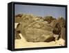 Rock bearing prehistoric heiroglyphics, Egypt-English Photographer-Framed Stretched Canvas