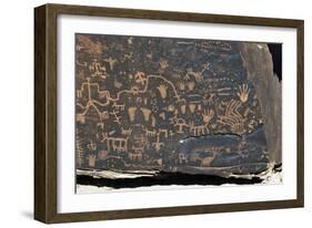 Rock Carvings, Newspaper Rock, Blue Mesa, Petrified Forest National Park, Arizona, USA-null-Framed Giclee Print