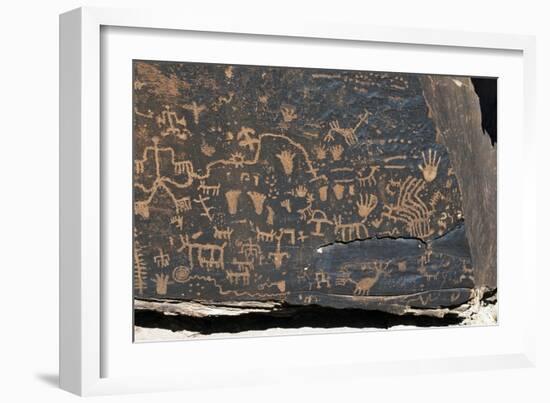 Rock Carvings, Newspaper Rock, Blue Mesa, Petrified Forest National Park, Arizona, USA-null-Framed Giclee Print