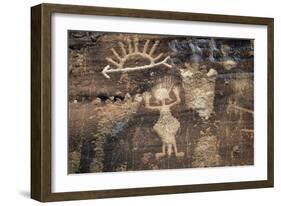 Rock Carvings of Human Figures, Newspaper Rock, Blue Mesa, Petrified Forest National Park, Arizona-null-Framed Giclee Print