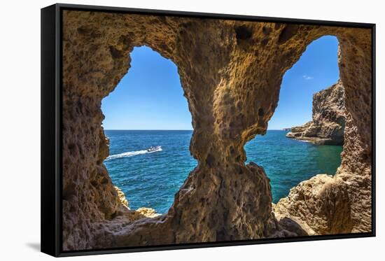 Rock Cave, Algar Seco, Carvoeiro, Algarve, Portugal-Sabine Lubenow-Framed Stretched Canvas