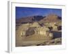 Rock Cliffs and Sand Dunes in Front of the Fortress of Masada, Judean Desert, Israel, Middle East-Simanor Eitan-Framed Photographic Print