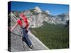 Rock Climber Ascends Slabs at the Base of the Huge Cliff known as the Apron, Yosemite Valley-David Pickford-Stretched Canvas