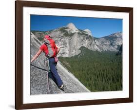 Rock Climber Ascends Slabs at the Base of the Huge Cliff known as the Apron, Yosemite Valley-David Pickford-Framed Photographic Print