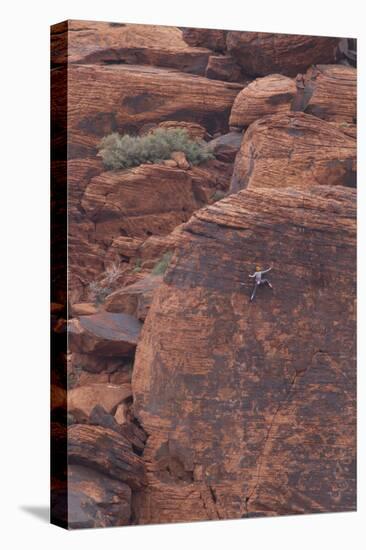 Rock climber at Red Rock Canyon, Las Vegas, Nevada.-Michele Niles-Stretched Canvas