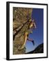 Rock Climber Hanging from Grip-null-Framed Photographic Print