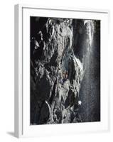 Rock Climber Near a Waterfall-null-Framed Photographic Print