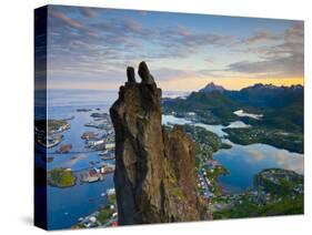 Rock Climbers Scale the Famous Svolv?rgeita, Svolvaer, Lofoten, Nordland, Norway-Doug Pearson-Stretched Canvas