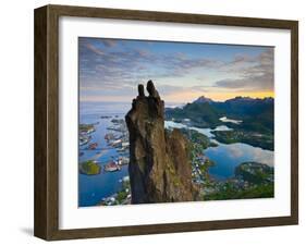 Rock Climbers Scale the Famous Svolv?rgeita, Svolvaer, Lofoten, Nordland, Norway-Doug Pearson-Framed Photographic Print