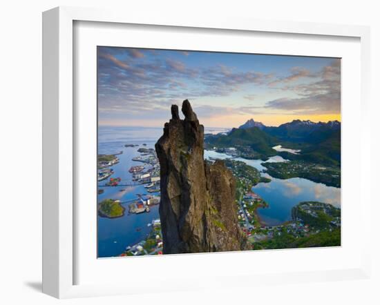 Rock Climbers Scale the Famous Svolv?rgeita, Svolvaer, Lofoten, Nordland, Norway-Doug Pearson-Framed Photographic Print